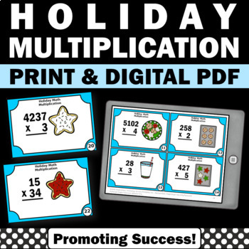 Preview of Christmas 2 3 4 Digit by 1 Digit Multiplication Practice 4th 5th Grade SCOOT