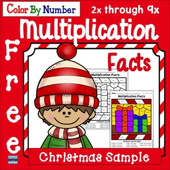Preview of Multiplication Facts Color By Number Christmas Edition FREE SAMPLE