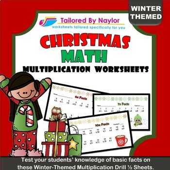 Christmas Math: Multiplication Worksheets by Tailored By Naylor | TPT