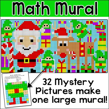 Preview of Christmas Math Color by Number Mural - Collaborative Poster