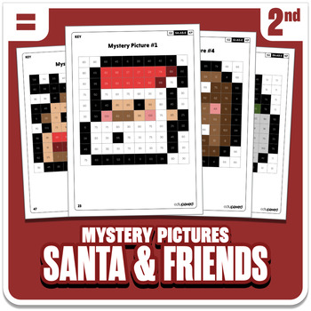 Preview of Christmas Math Mystery Pictures Grade 2: Operations - Santa Claus & Friends