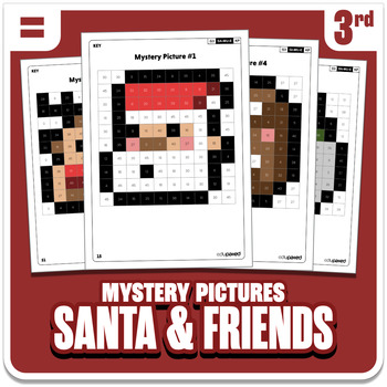 Preview of Christmas Math Mystery Pictures Grade 3: Operations - Santa Claus & Friends