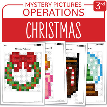 Preview of Christmas Math Mystery Pictures Pack 1 Grade 3 Multiplications Divisions...