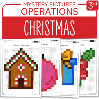 Preview of Christmas Math Mystery Pictures Pack 2 Grade 3 Multiplications Divisions...