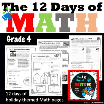Preview of Holiday Math Skills Packet - Grade 4 