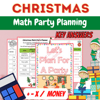 Preview of Christmas Math Party Planning, Math Money Word Problem Party Planning