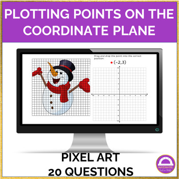 Preview of Winter Math Plotting Points on the Coordinate Plane | Pixel Art Activity
