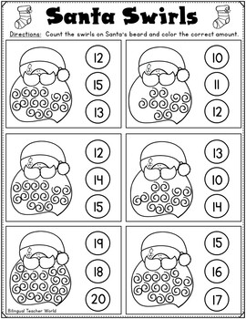 Christmas Math Print and Go: Kindergarten by Bilingual Teacher World