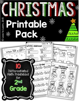 Preview of Christmas Math Printables - Differentiated for 2nd Grade