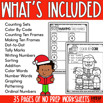 Christmas Math Worksheets by KinderMyWay  Teachers Pay Teachers