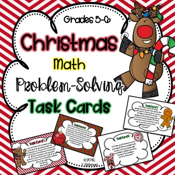 Preview of Christmas Math Problem Solving Task Cards Grades 5-6