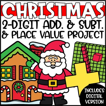 Preview of Christmas Math Project | 2-Digit Addition, Subtraction & Place Value