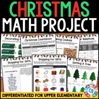 Preview of 4th, 5th & 6th Grade Christmas Math Project Activities Worksheets Review Packet