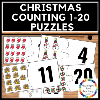 Preview of Christmas Math Puzzles Counting Numbers 1-20 Printable Activity