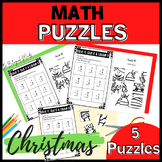 Christmas Math Puzzles - Mystery Image - Grade 1 MATH