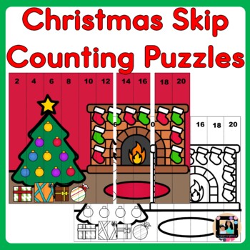 Preview of Christmas Math Puzzles Skip Counting Activity | Christmas Number Puzzles