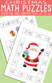 Christmas Math Puzzles Worksheets - Addition and Subtracti