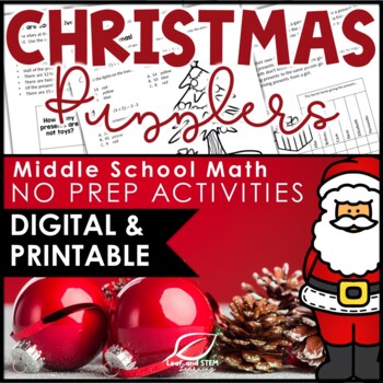Preview of Christmas Math Activities for Middle School - Printable & Digital