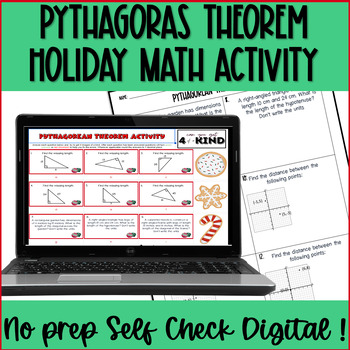 Preview of Christmas Math Pythagorean Theorem Activity With Word Problems for 8th Grade