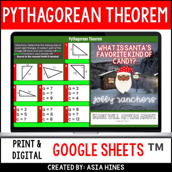 Preview of Christmas Math Pythagorean Theorem Activity Worksheet 8th Grade