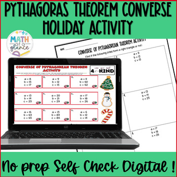 Preview of Christmas Math Pythagorean Theorem Converse Holiday Activity for 8th Grade