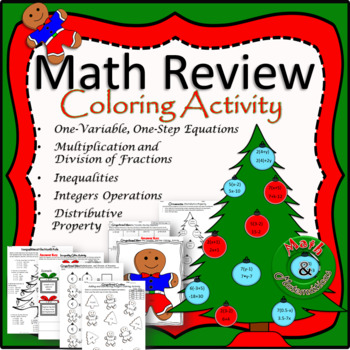 Preview of Christmas Math Review - Fun Christmas Coloring Pages (No Prep Holiday Math)
