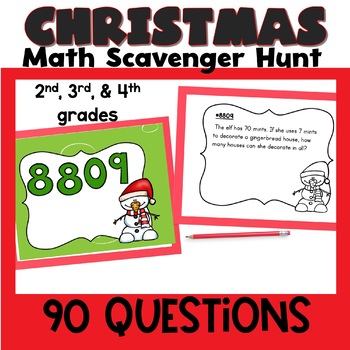 Preview of Christmas Math Scavenger Hunt Activities Task Cards 