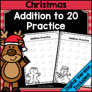 Christmas Math Single Digit Addition Worksheets | Printable & Digital