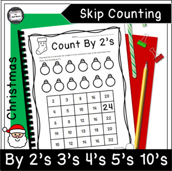 Preview of Christmas Math Skip Counting Mazes by 2, 3, 4, 5, and 10 Enrichment Packet