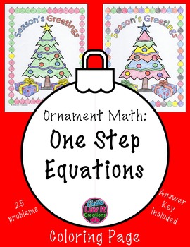 Preview of Christmas Math Solving Equations One Step Equations Color by Number Surprise