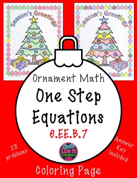 Preview of Christmas Math Solving Equations One Step Equations No Negatives Color Surprise