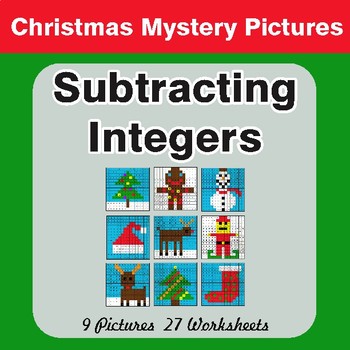 Christmas Math: Subtracting Integers - Color-By-Number Math Mystery Pictures