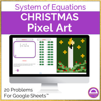Preview of Christmas Math System of Equations Pixel Art Activity