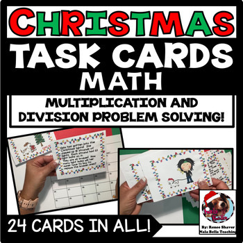Preview of Christmas Math Multiplication and Division Problem Solving Task Cards