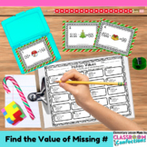 Christmas Math Task Cards for 4th Grade: Missing Number: M