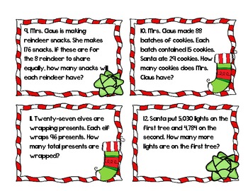 Christmas Math Task Cards-Single and Multistep Word Problems by Allison ...