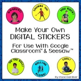 Flat Teacher Distance Learning Digital Stickers for Google