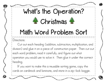 Christmas Math Word Problem Sort And Worksheets By Gretchen Tringali