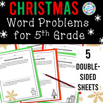 Preview of Christmas Math Word Problems 5th Grade | Mixed Operations No-Prep Worksheets