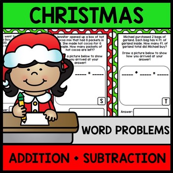 Preview of Christmas Math Word Problems - Addition - Subtraction - Special Education