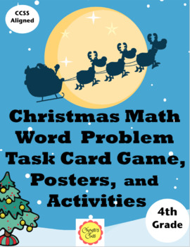 Preview of Christmas Math Word Problem Task Card Game for 4th Grade: Print and Digital