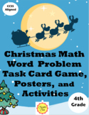 Christmas Math Word Problem Task Card Game for 4th Grade: 