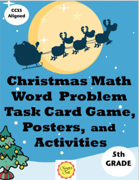 Preview of Christmas Math Word Problem Task Card Game for 5th Grade: Print and Digital