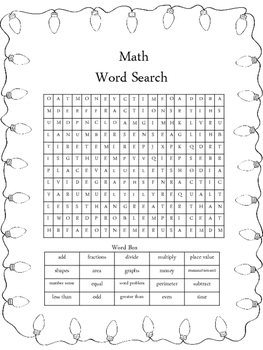 Christmas Math Word Search By The Mason Jar Teachers Pay Teachers