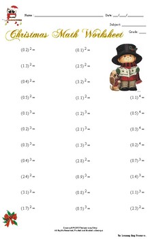 Preview of Christmas Math Worksheet - Exponents