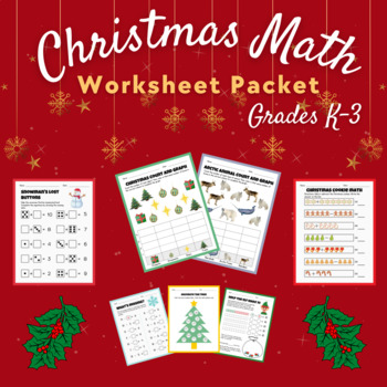 Preview of Christmas Math Worksheet Packet - Winter Holiday Themed Math Practice Activities