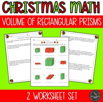 Preview of Christmas Math Worksheet Set: Volume of Rectangular Prisms