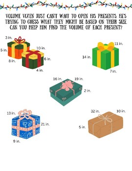 Preview of Christmas Math Worksheet - Volume - 5th Grade