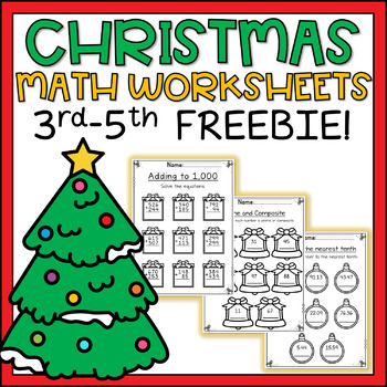 Preview of Christmas Math Worksheets 3rd-5th Grade FREEBIE!