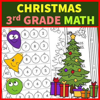 Preview of Christmas Math Worksheets 3rd Grade NO PREP Printables